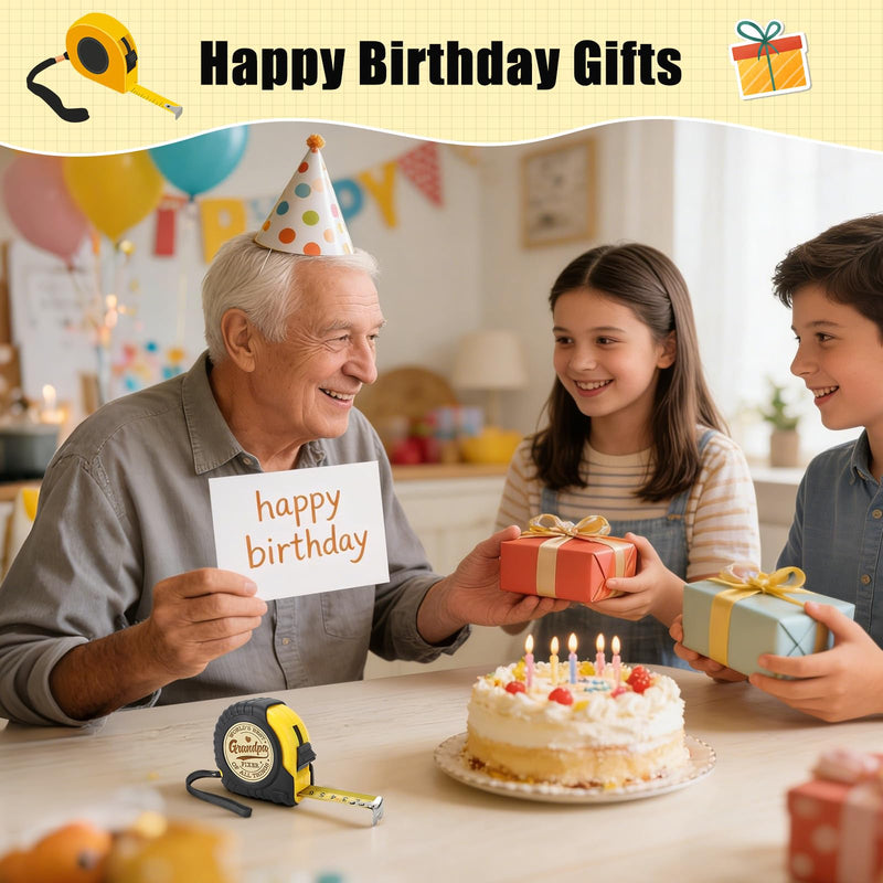 Fathers Day Grandpa Gifts from Granddaughter Grandson - Ideal Father's Day Birthday Grandparents Day Gifts for Grandpa Grandfather from Grandkids - Funny Engraved Tape Measure 25 FT Ideas Grandpa Tape Measure