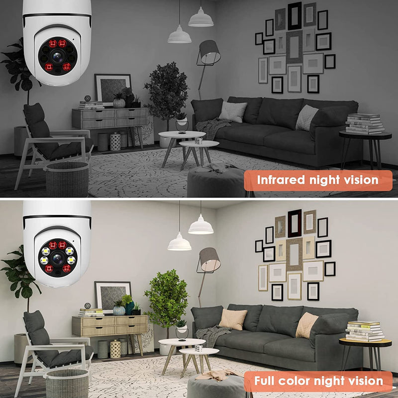 Light Bulb Security Camera, 5GHz 2.4GHz ,Degree Pan/Tilt Panoramic IP Security Camera, TUYA WiFi 1080P Smart Home Surveillance Cam with Motion Detection Alarm Night Vision Two Way Talk Indoor E27 5GHz-2.4GHz-plug