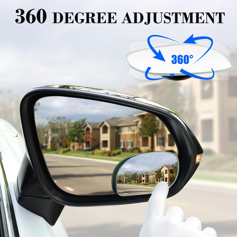 LivTee Blind Spot Mirrors, HD Glass Frameless Convex Rear View Mirrors, Wide Angle Adjustable Stick for Side Mirror, Automotive Exterior Accessories for Car, SUV & Trucks, Pack of 2