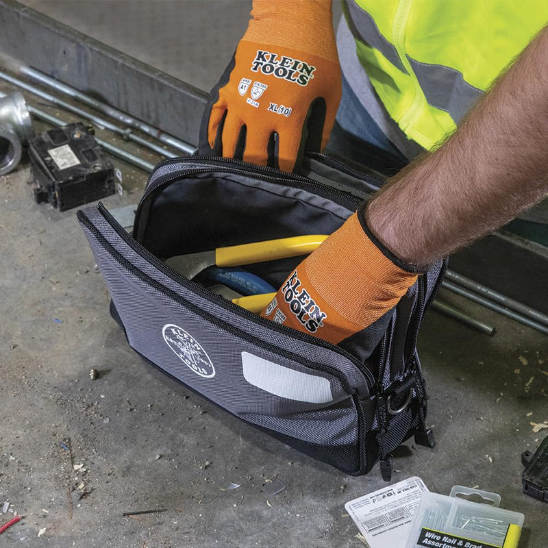 Klein Tools Tool Pouch, Dual Compartments, Heavy-Duty Tool Bag Organizer, Multipurpose Bag Dimensions NA | 2-Pack