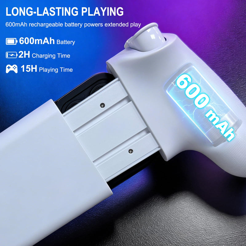 Joso Phone Controller for iPhone (All Model) & Android, Enhanced Grip, Case-Friendly Wireless Mobile Gaming Controller with 7 Color Lights, Turbo, 6-Axis, Dual Vibration