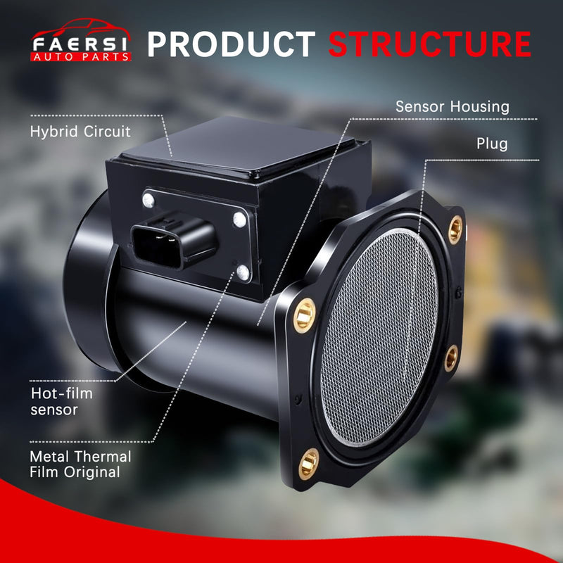 FAERSI Mass Air Flow Sensor 22680-31U00 2268031U00 Replacement for Maxima Infiniti I30 J30 Q45, 1995 1996 1997 1998 1999 Maxima 3.0L, 1996-1999 I30 3.0L, 1995-1997 J30 3.0L, 1997-2000 2001 Q45 4.1L