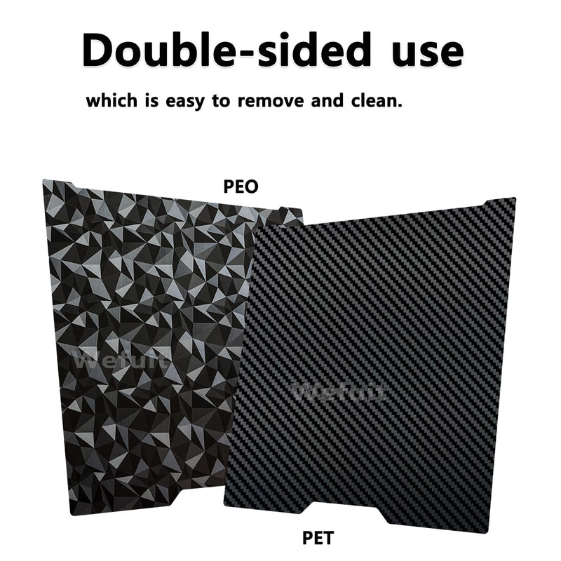 Carbon Fiber + Diamond Hot Bed for Bambu Lab H2D/H2S Build Plate 355x346mm Double Sided PEO PET Build Plate Flexible Removable Spring Steel Heated Bed Printing Platform for Bambus H2D/H2S 3D Printer PEO+ PET