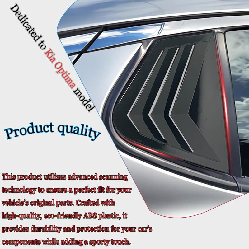 Window Louver 2Pcs Side Vent Window Louvers for Kia Optima 2011 2012 2013 2014 2015, ABS Print Sport Window Decorative Covers, Exterior Trim Accessories - Bright Black 2011-2015 Kia Optima