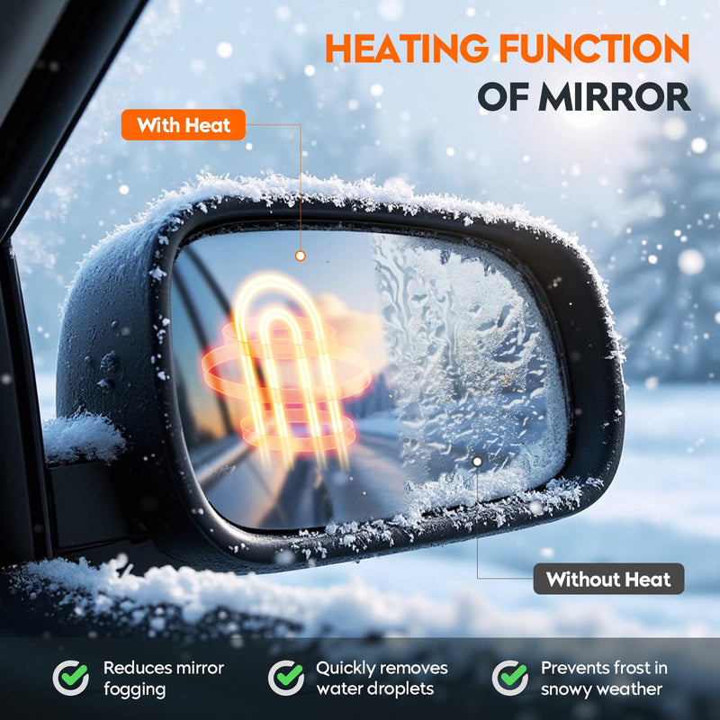 Youxmoto Passenger Right Side Heated Mirrors Glass Replacement, Fit for Ford F150 2011 2012 2013 2014 Side View Mirror Glass with Rear Holder, Fits for 4L3Z-17K707-DA Passenger Side (Right)