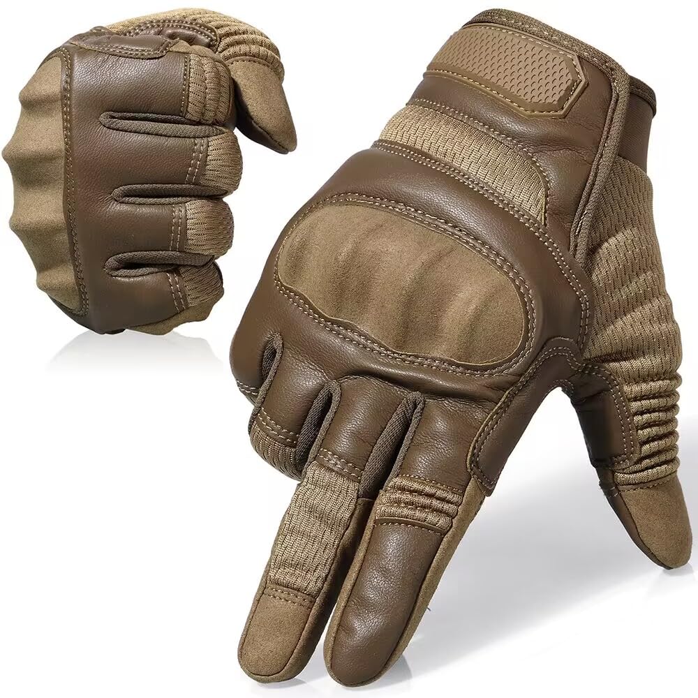 AXBXCX Motorcycle Gloves for Men - Ultimate Protection, Touchscreen Capable, Durable for Outdoor Brown Medium