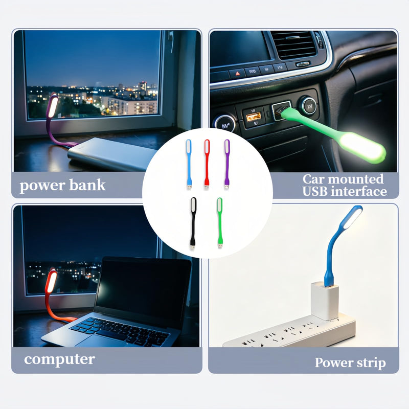USB LED Light,5 Pcs Mini Flexible Reading Light, Eye-Caring LED Lamp for Laptop Keyboard, Book, Night Light, Portable USB Type-A Light Compatible with Laptop, Desktop,Power Bank