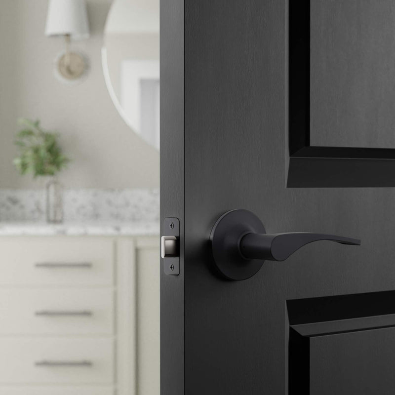 Amazon Basics Victorian Easy Installation Passage Door Lever, Matte Black, 1-Pack