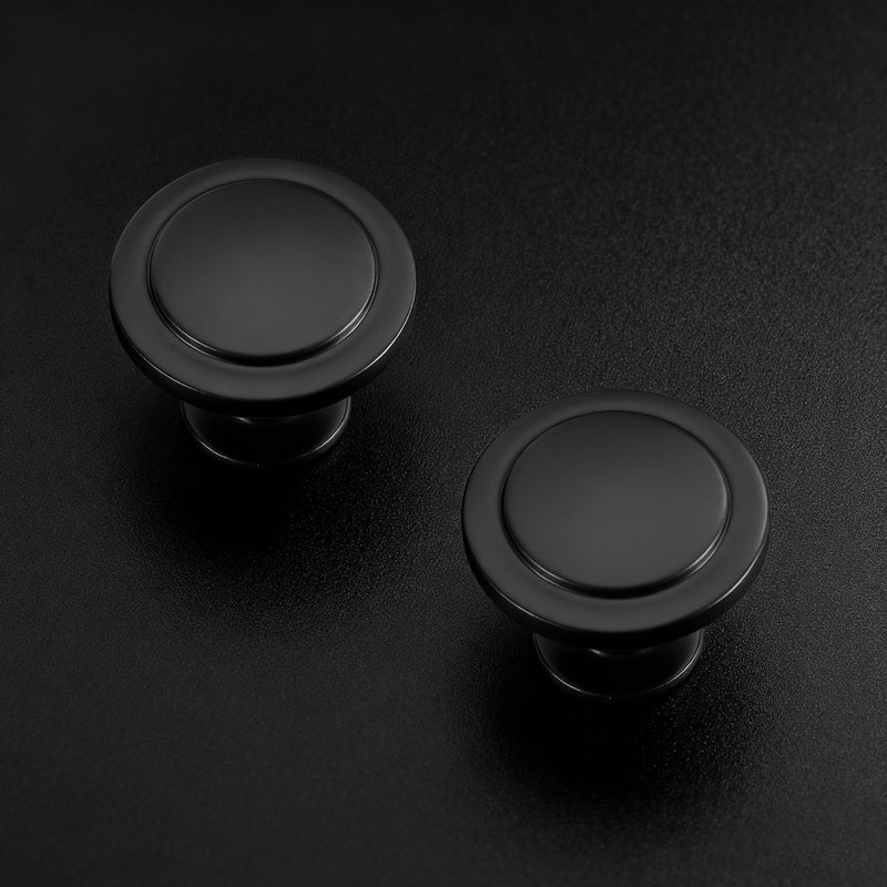 homdiy 10 Pack Matte Black Cabinet Knobs, Round Kitchen Drawer Knobs Solid Zinc Alloy Drawer Pulls for Kitchen Bathroom Closet Dresser Cabinets