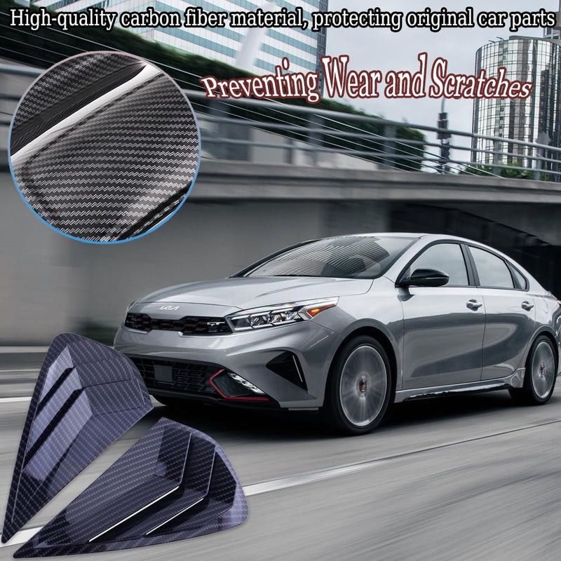 2PCS Print Rear Side Window Louvers Air Vent Scoop Shades Cover Blinds Trim for Kia Forte 2019 2020 2021 2022 2023 2024 - ABS Carbon Fiber Sport Interior Accessories Forte 2019-2024