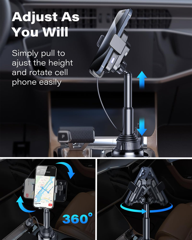 Auto-Clamping 15W Wireless Car Charger Cup Holder Mount | Auto-Clamping 15w Wireless Car Charger Cup Holder Mount for iPhone, Samsung Galaxy And Google Pixel Smartphones