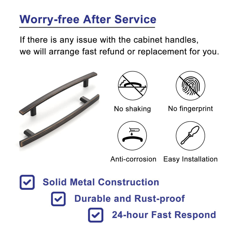 10 Pack 5 Inch Hole Centers, Curved Oil Rubbed Bronze Cabinet Pulls Brushed Bronze Cabinet Handles Bronze Kitchen Hardware for Cabinets ZP2204 Drawers Bedroom Dresser Bathroom Vanity Cupboard 10