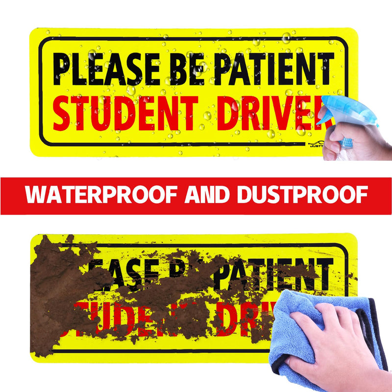 JUSTTOP 3pcs Student Driver Magnet for Car, Please Be Patient Student Driver, New Drivers Sticker Safety Warning, Magnetic Reflective Rookie Driver Bumper Sticker (Black&Red) Black&red Magnet Student