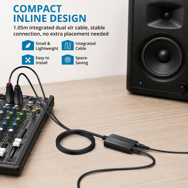 AUTOUTLET 192kHz Optical to Dual XLR Stereo Converter, SPDIF/Toslink to XLR Male Analog Audio Adapter with 3.4 ft Integrated Cable and 3 ft Optical Cable for Amplifiers and Powered Speakers