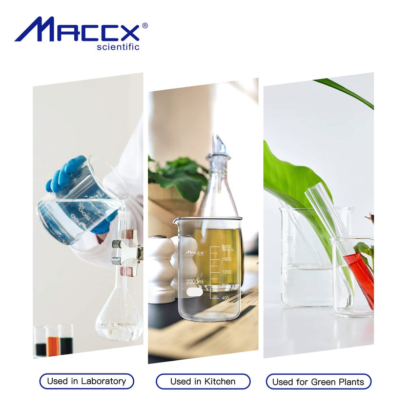 67.6oz(2000ml) Sturdy Glass Beaker, Heavy-Duty 2L Lab Beakers,3.3 Borosilicate Griffin Low Form with Printed Graduation, BKL2K0-001 Vol.2000ml