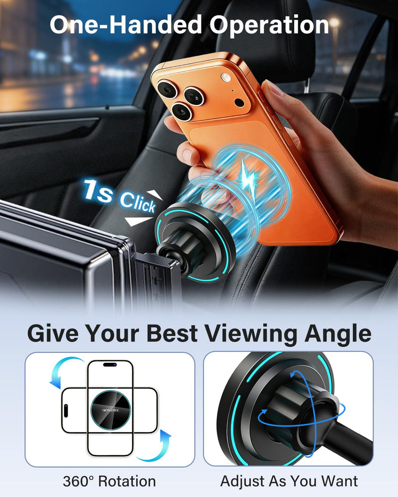 SKYLOTEC Magnetic Charger Phone Mount for Mazda CX-5 2021-2025 Accessories | CX5 CX 5 Accessories, 10.25-Inch Screen Car Cell Phone Mount, for 15W Wireless Charger MagSafe iPhone Samsung Magnetic Wireless Charger