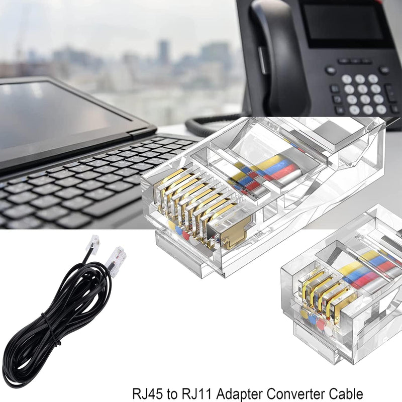 (10 FT / 3PACK) Telephone line RJ45 to RJ11 Adapter,Converter Cable RJ45 8P4C Male to RJ11 6P4C Male 10 FT