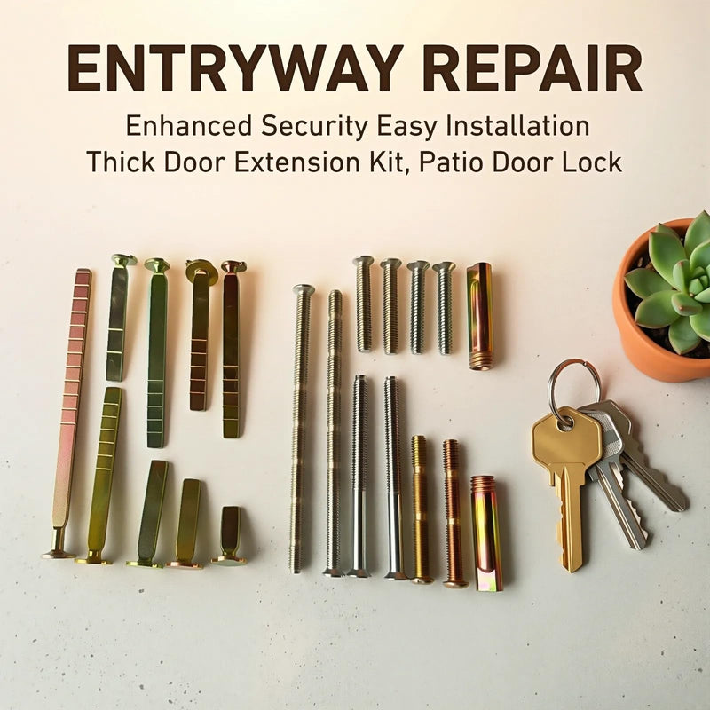 21-Piece Thick Door Extension Kit, Adjustable Deadbolt Tailpiece Set | Fits SC1 SC4 KW1 Keyways, For 1–4 Inch Doors, Long Screws Included, Door Lock Repair Parts