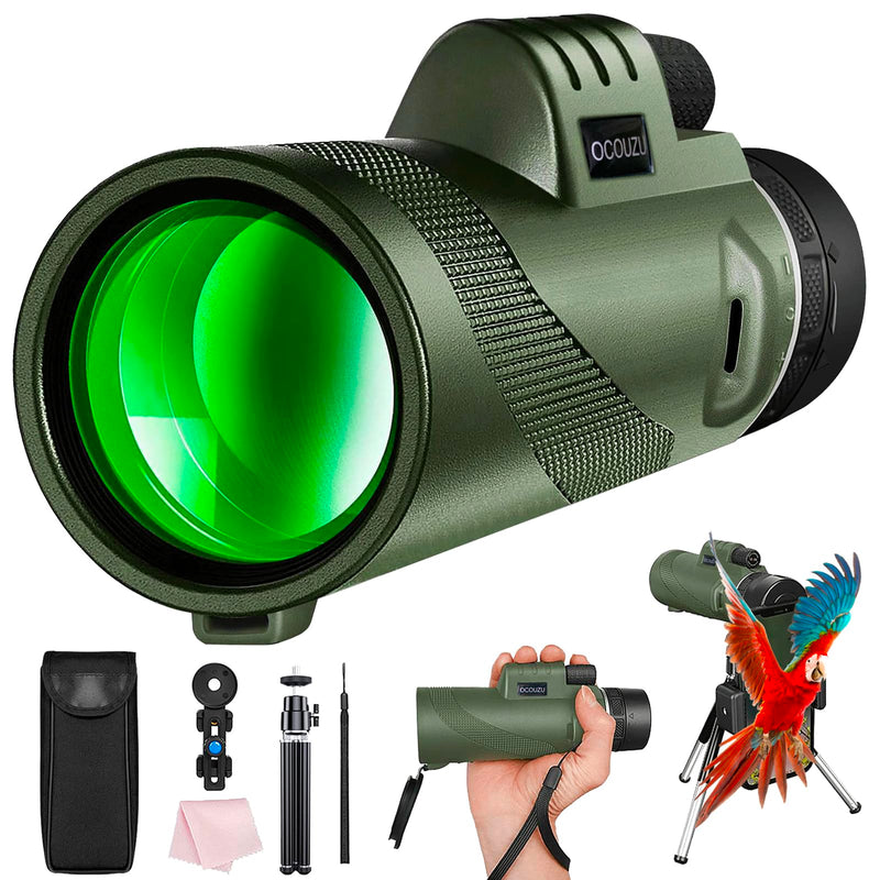 New 80x100 High Powered HD Monocular Telescope for Adults with Smartphone Adapter & Tripod for Long Range Bird Watching/Hunting/Race Cars/Hiking