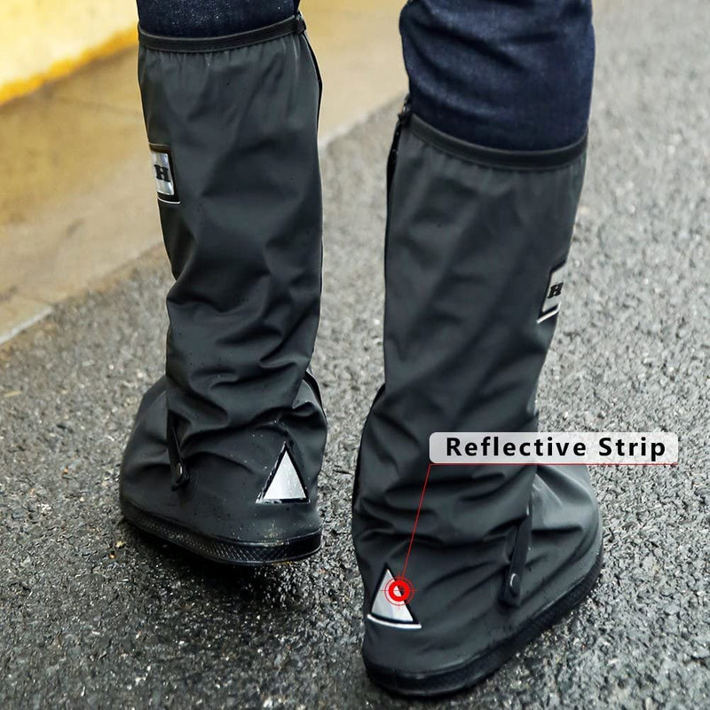 Black Waterproof Rain Boot Shoe Cover with Reflector (1 Pair) X-Large Women/X-Large Men