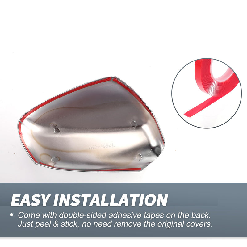 X AUTOHAUX Pair Car Rear View Driver Passenger Side Mirror Cover Cap Overlay Chrome Plated for Peugeot 301 2013-2018 Mirror Guard Covers Exterior Decoration Trim