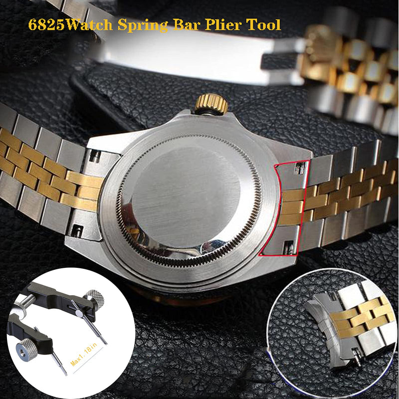 Watch Spring Bar Plier Tool, Spring Bar Tweezer, Watch Band pliers with Robust 8 Alloy Steel Pins, Watch Band Pins Replacement Tool Black