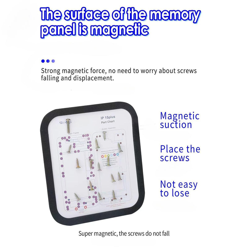 15 in 1 Magnetic Screw Position Memory Pad Set for iPhone 6 6P 6S 7 7P 8 8P X XS Max XR 11 11pro 11pro max Repair 1pcs Magnetic Screw Mat and 15pcs Phone Part Chart Assembly Assistant Tool Mat Maps