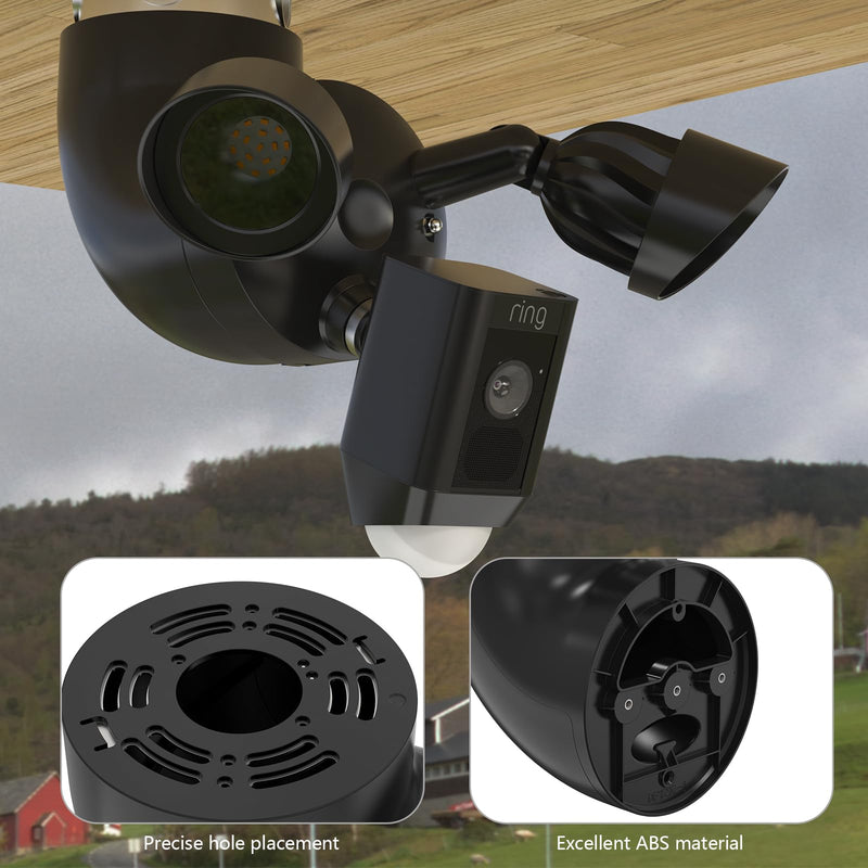 Eave Mount Compatible with R-ing Floodlight Cam Wired Pro/Plus ,WYZE Floodlight Camera v2 and Blink Wired Floodlight,REOLINK Elite Cameras, Plug-in Mount for Floodlight Cam Eave Bracket (Black) Black