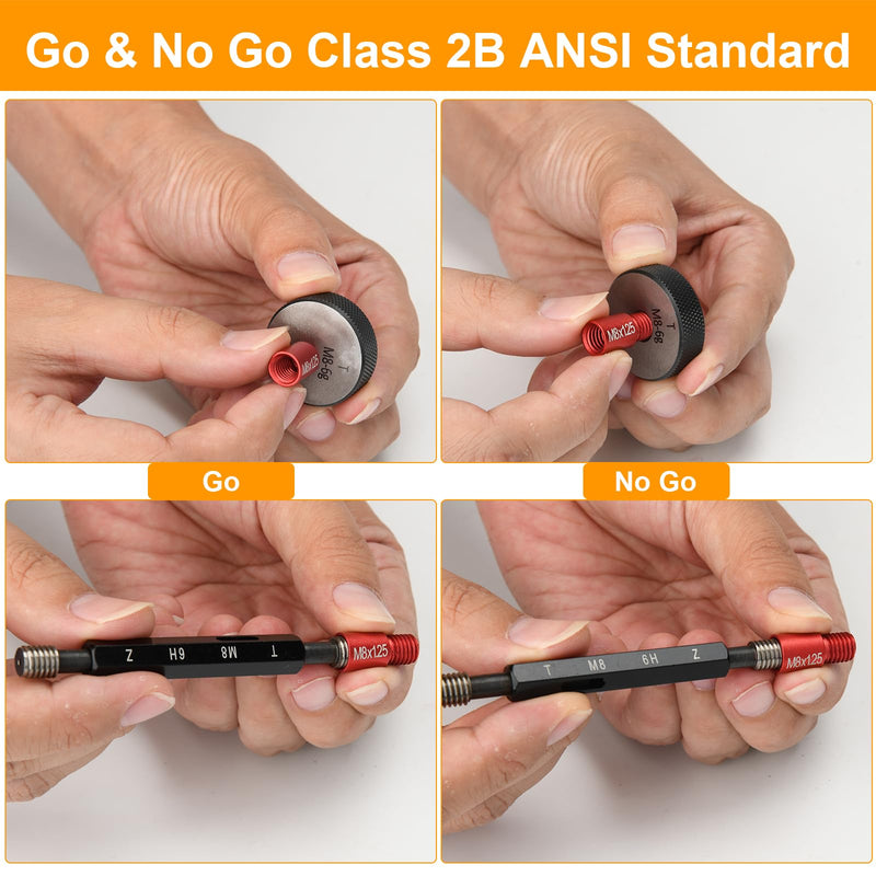66 Pcs Nut and Bolt Thread Checker - 34 Standard & 32 Metric, Detachable Bolt Size Finder Tool, Screw and Nut Identifier Thread Gauge Especially for Tight Spaces 66 Thread Checker with Toolbox