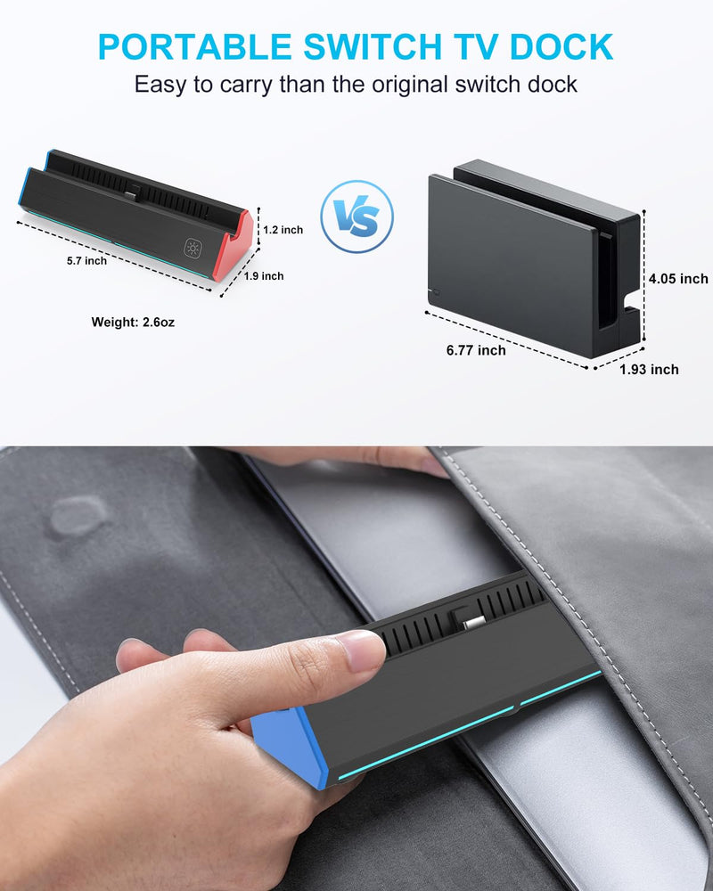 iPLYGAM Switch1 TV Dock with 1000Mbps Ethernet LAN Port/4K HDMI Port, Portable Switch Docking Station for Nintendo Switch/Switch OLED, Replacement Official Switch Dock Base Stand (NO Cable Included) for Switch/OLED(LAN)