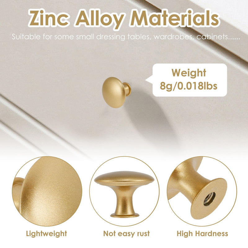 50 Pack Gold Round Cabinet Knobs 1-1/6 Inch (30mm) Drawer Knob Bulk Set/Hollow Inside/Lightweight Cabinet Rustproof Dresser Knobs with Screws Modern Decorative for Kitchen Cabinets Dresser 50 Pack