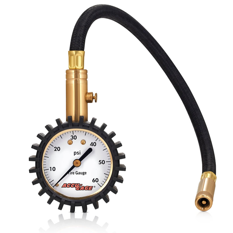Accu-Gage RH60X Professional Tire Pressure Gauge with Protective Rubber Guard (60 PSI),Straight Chuck 60 PSI Straight Chuck