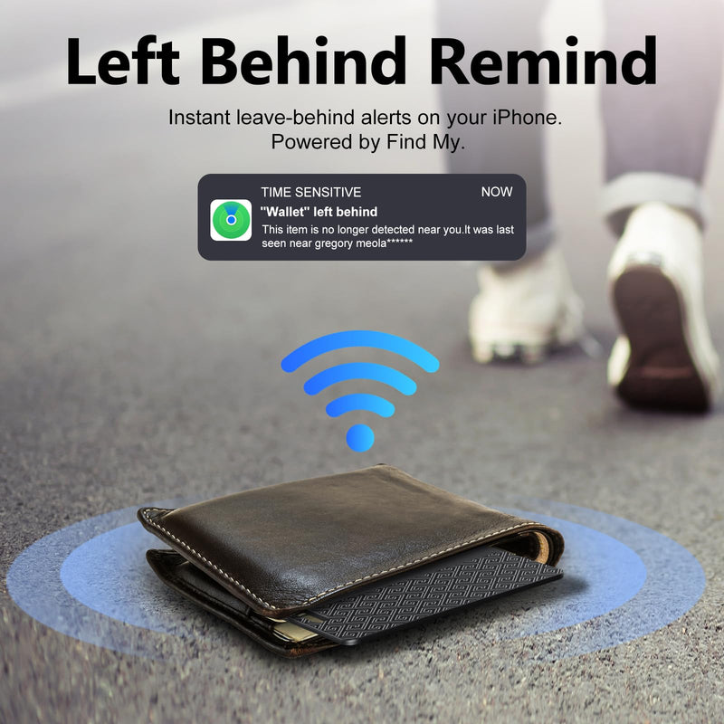 Ultra-Thin Wallet Tracker Card(iOS Only), Bluetooth Tracker Smart Card for Apple Find My iPhone Wallet GPS Tracker, Supports Wireless Charging, 10 Years Battery for Luggage, Wallets, Classic Black