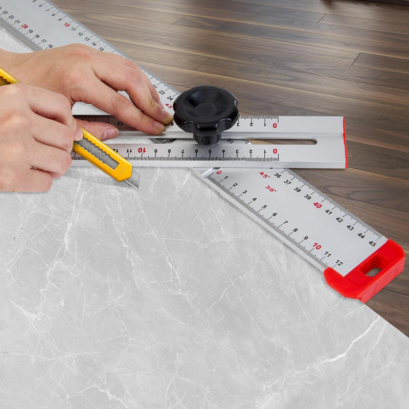 Adjustable Drywall T-Square Tool - Aluminum - for Layout and Marking - Features Sliding Head and Dual Directional Printed Scale - 48 Inch（120cm）