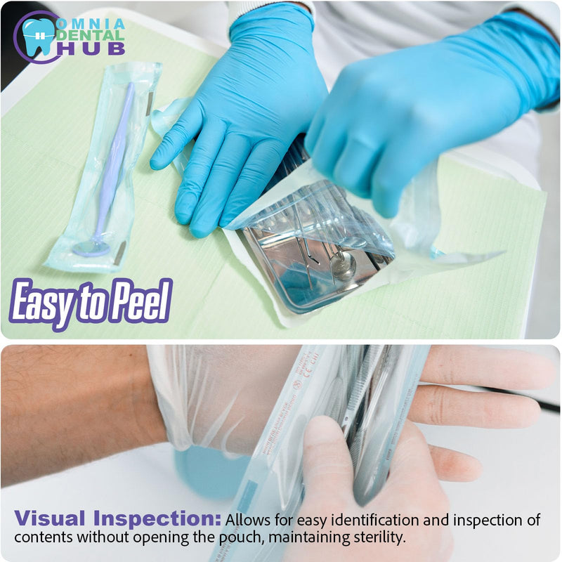 Omnia 1000 Pcs Self Sealing Sterilization Pouches 3.5” x 10” | Dual Indicators Autoclave Sterilizer Bags for Dental Medical Instruments Clean Tools 3.5x10"