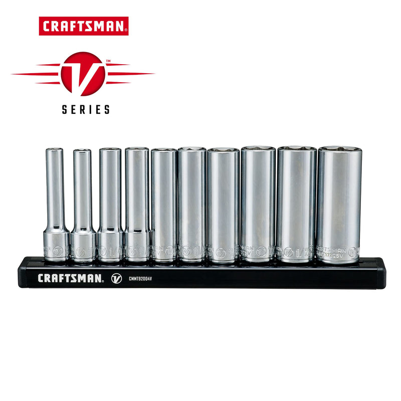 CRAFTSMAN V-SERIES Socket Set, Deep SAE, 1/4 Inch Drive, 10 Piece (CMMT17315V)