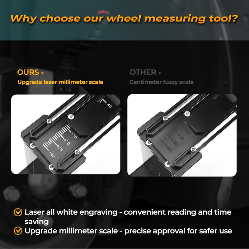 Wheel Fitment Tool,Car Wheel offset measuring tool for 13-20' Wheel, Upgraded Car alignment tool kit with Allen Wrenches Sets, Aluminum Alloy Materialand More Precise ET Values