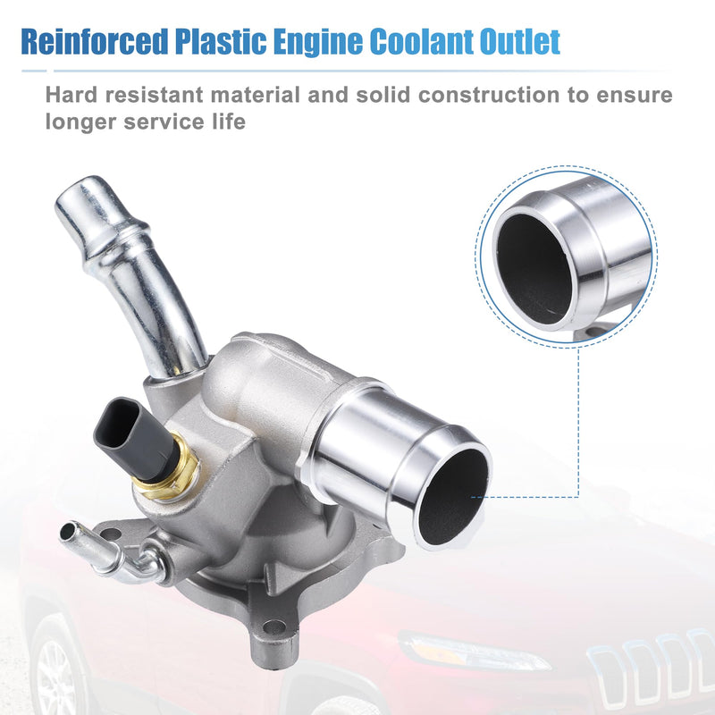 uxcell Engine Coolant Thermostat Housing Water Inlet Assembly for Chrysler 200 for Dodge Dart for Jeep Cherokee 2.4L No.5047772AB/5047263AB Integrated Thermostat Housing Assembly W/Sensor