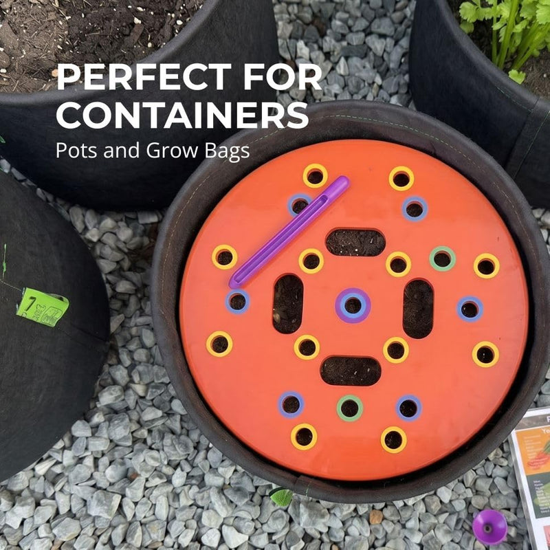 Round Seed Planting Template – Patented Color-Coded Garden Spacing Tool Kit with Seed & Seedling Spacer, Dibber with Seed Spoon & Laminated Vegetable Growing Guide