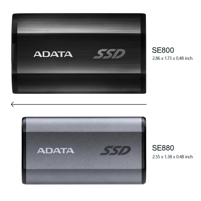 ADATA SE880 1TB - Up to 2000 MB/s- SuperSpeed USB 3.2 Gen 2x2 USB-C External Portable SSD Titanium (AELI-SE880-1TCGY) Gen2x2 2000 MB/s