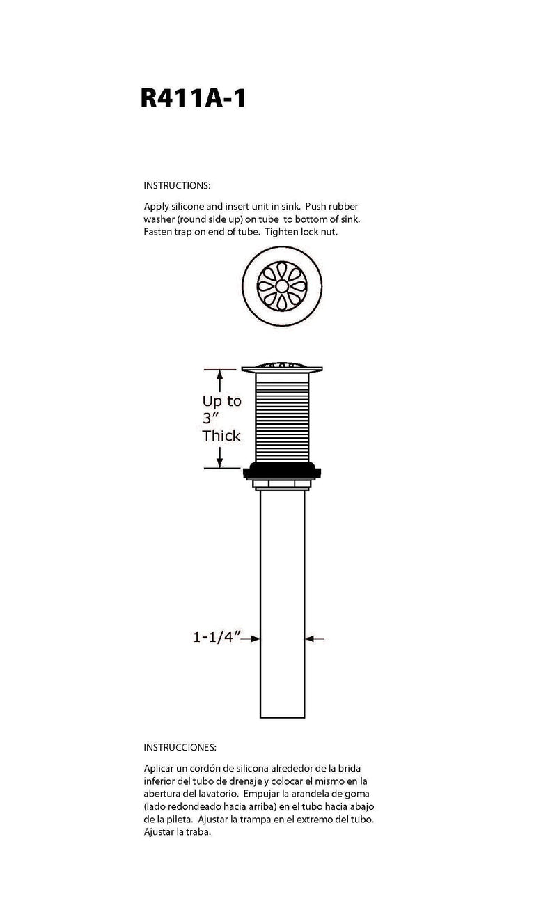 Westbrass R411A-1-07 Bathroom Sink Drain Assembly with Rapid Draining Crowned Grid Without Overflow Holes - Exposed, Satin Nickel