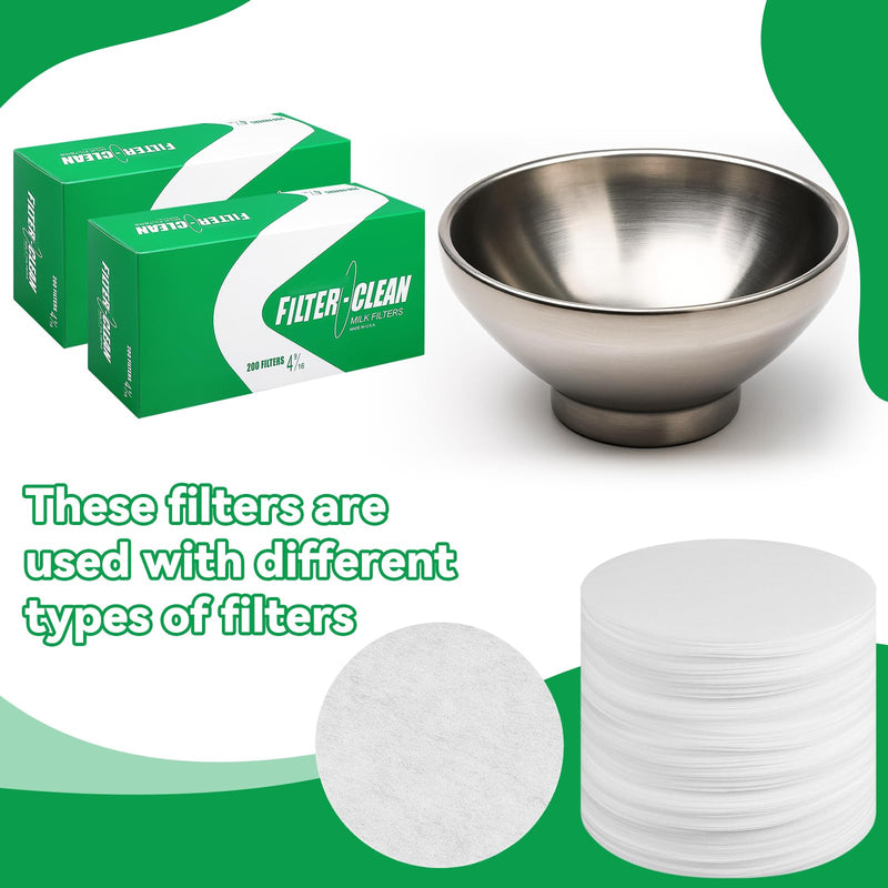 Hahafelt 400 Pack Milk Filter Discs Quick Flow Non-gauze Small 4-9/16" Od Replacement Filters Disks for Raw Milk Strainer 200 Discs Per Box