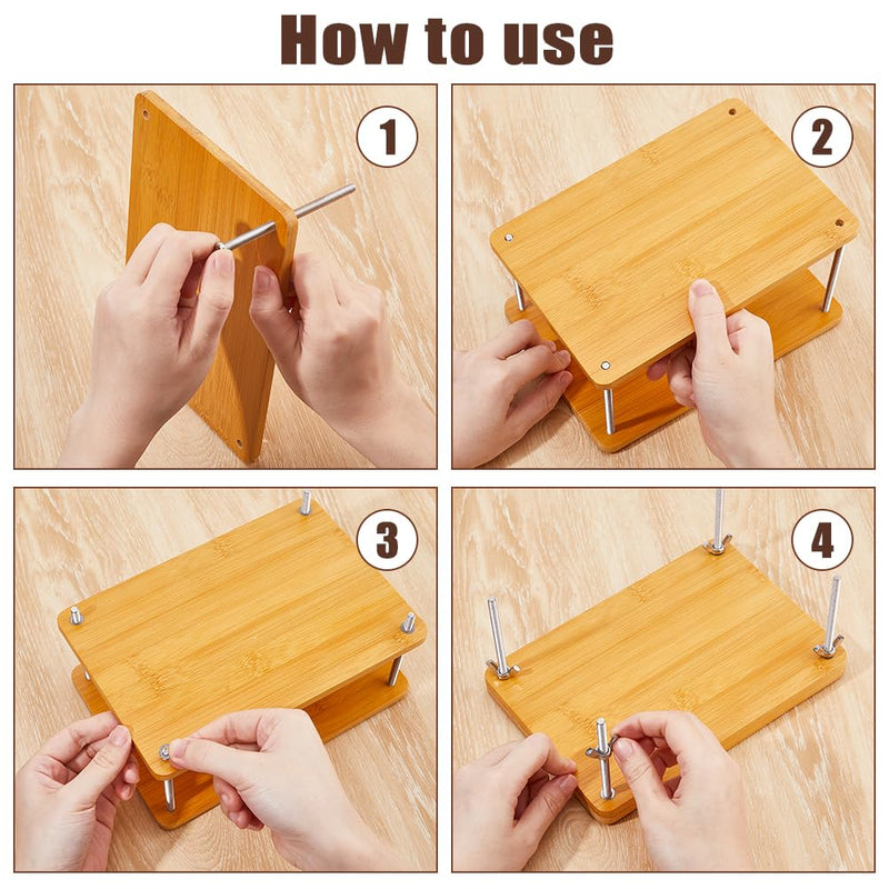 DICOSMETIC Book Press Bamboo Book Press Bookbinding Stable Book Binding Tool Manual Paper Press Handmade Book Binding 2 Floor Portable Book Binding Kit for DIY Bookbinding Easy Assemble (8.66"x5.94") 220x151x8mm
