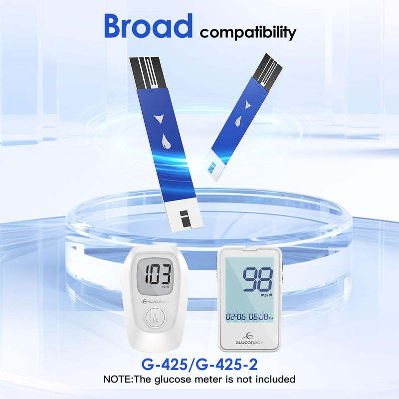 Glucoracy G-425-2/G-425 Blood Glucose Test Strips, 100 Glucose Strips