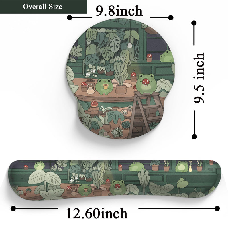 Cute Frog Mouse Pad with Wrist Rest Kawaii Green Decor Pain Relief Mat, Ergonomic Mouse Pad for Desk Computer Keyboard Laptop, Desk Decor Office Accessories for Girl Wrist Rest for Computer Keyboard.