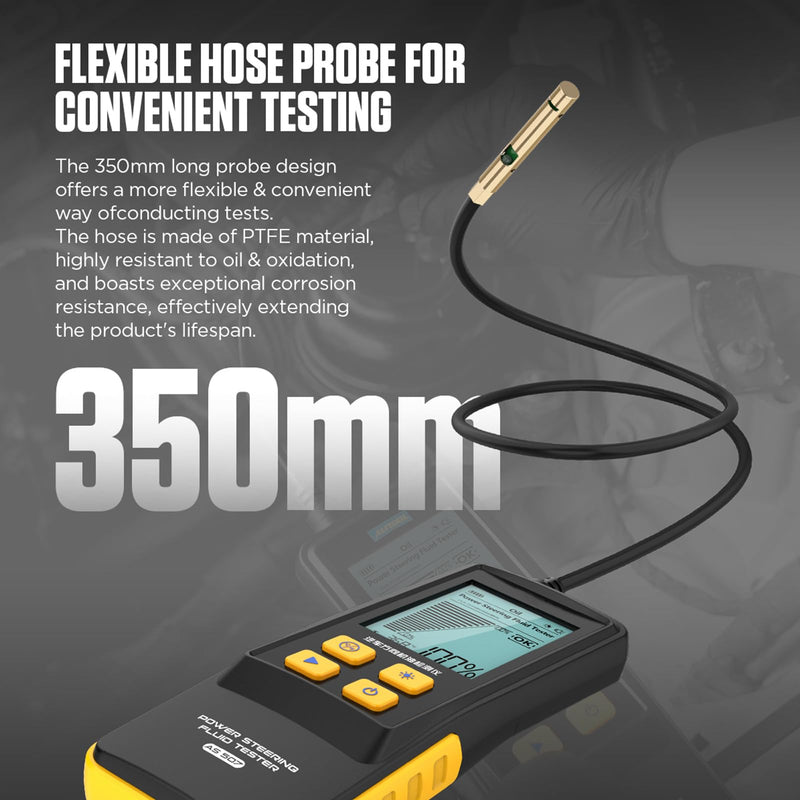Power Steering Fluid Tester AS507 Auto Check Power Steering Oil Quality Temp. Detector Power Steering Oil Tool with High-Precision Detection Probe,Oil Temp&Transmittance Display,2.8" Backlit Screen
