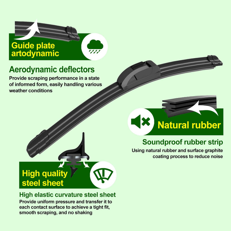 OEM Quality 22in + 22in Premium All-Season Windshield Wiper Blades for Original Equipment Replacement(Set of 2) 22"+22"(Pair for Front Windshield)