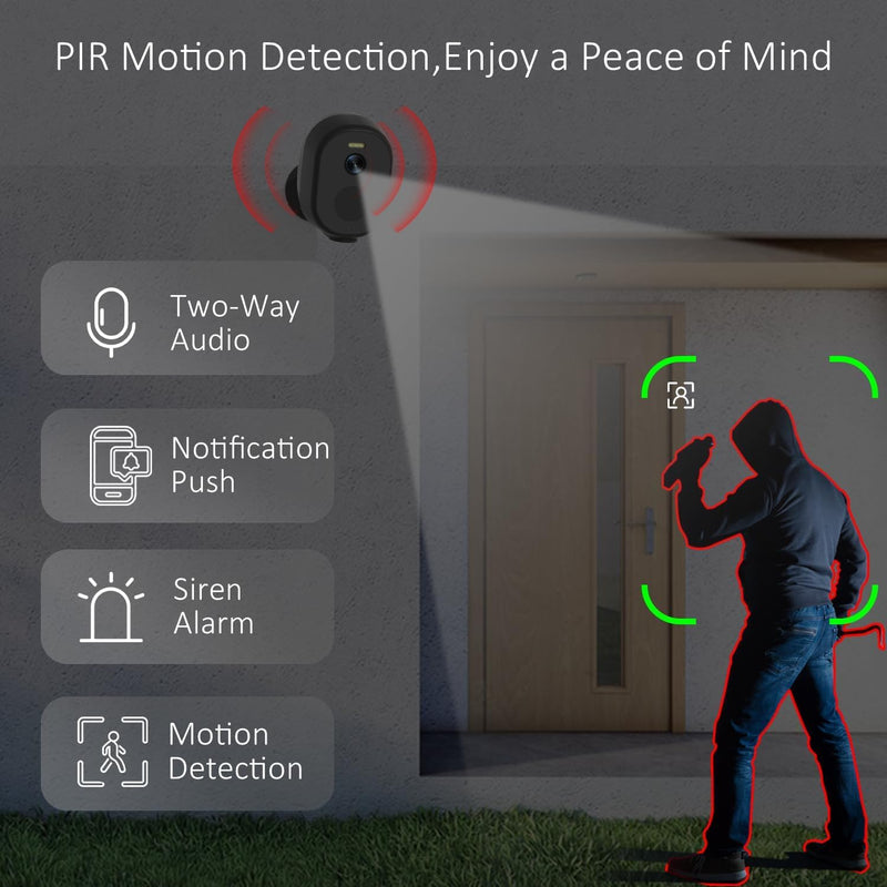 Security Cameras Wireless Outdoor, 2K/3MP QHD Home Security System 4-Cam Kit with 130°-Wide View, Night Vision, Spotlight,IP65 Waterproof, Support Alexa,2.4GHz & 5GHz WiFi,Cloud/SD (C363-B-4PC) C363-B-4PC