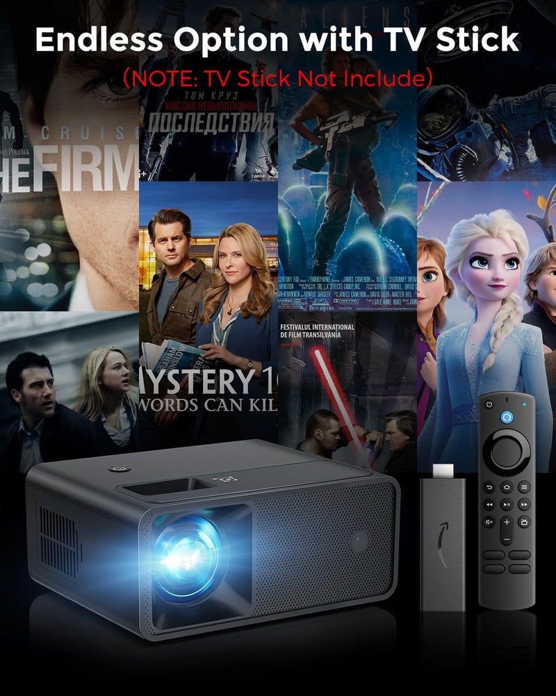 CiBest Mini Projector, 2025 Upgraded Full HD 1080P Support Video Projector, Portable Small Movie Projector, Compatible with iOS/Android/Windows/TV Stick/Box/USB/HDMI Black