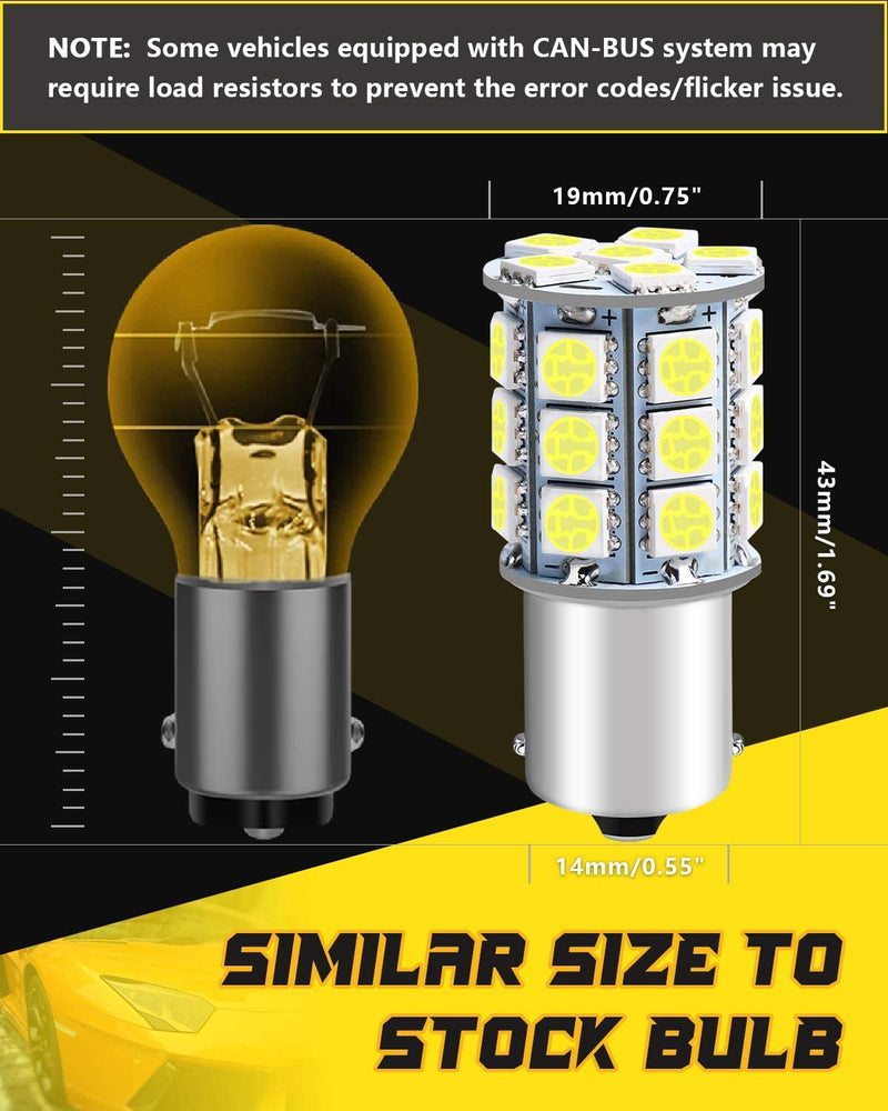 Qoope 1156 1141 LED Bulb Warm White Super Bright 1003 BA15S 7506 1073 LED Light Bulbs 5050 27-SMD Replacement for 12V RV Camper Trailer Boat Interior Lights, Pack of 10 27SMD Warm White